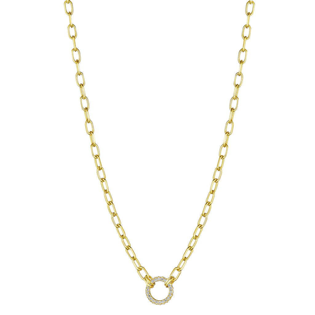 Open Round Link Necklace - yellow gold