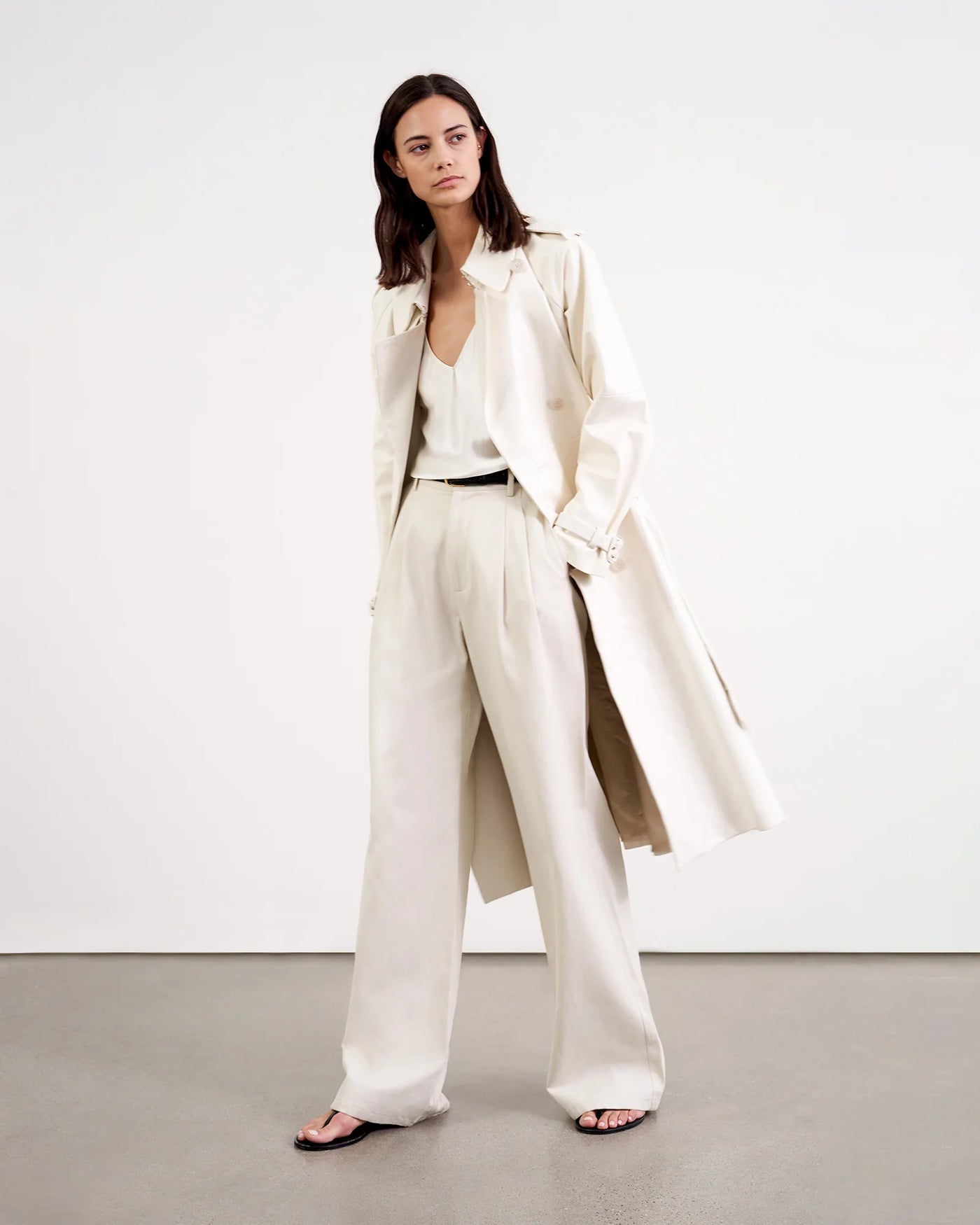 LEATHER TANNER TRENCH - Ivory