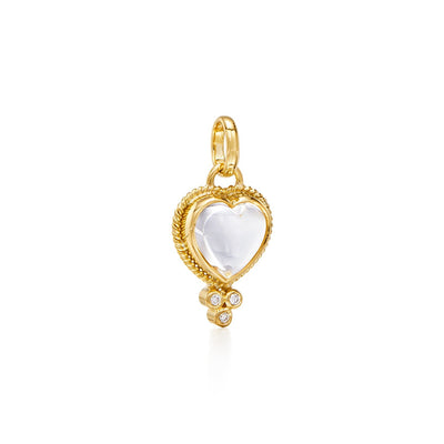18K Small Rock Crystal Heart Pendant
