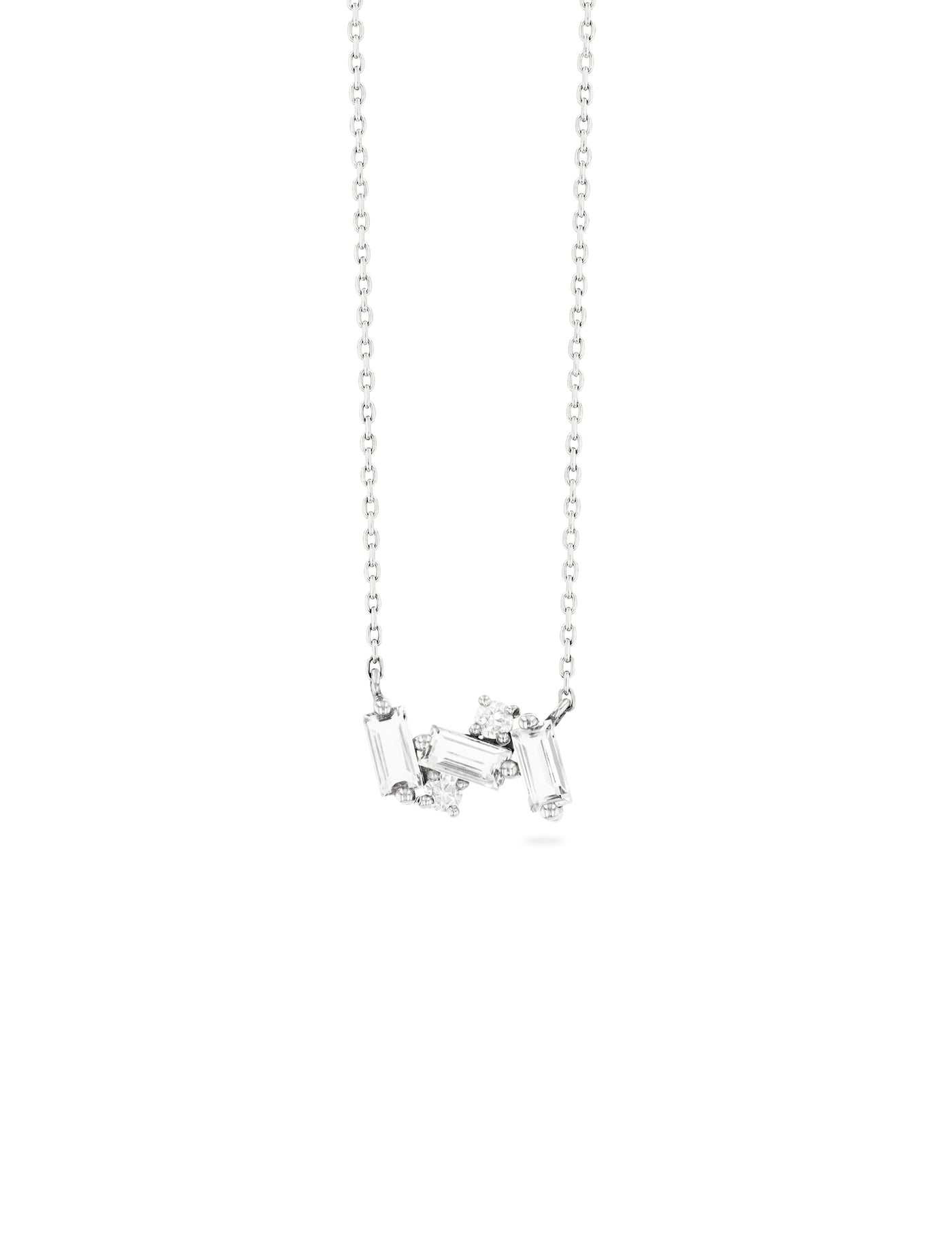14K Nola Necklace - White Gold/White Topaz