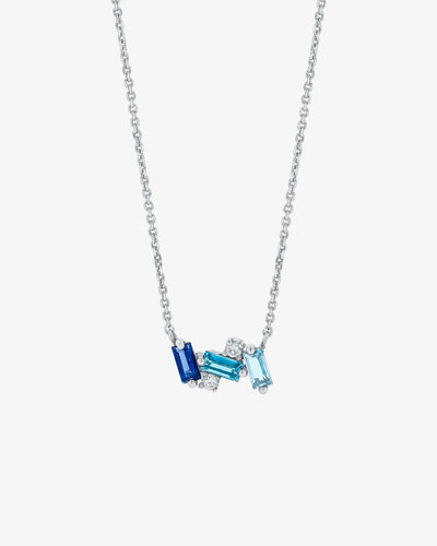 AMALFI MINI BURST DARK BLUE MIX PENDANT- WHITE GOLD