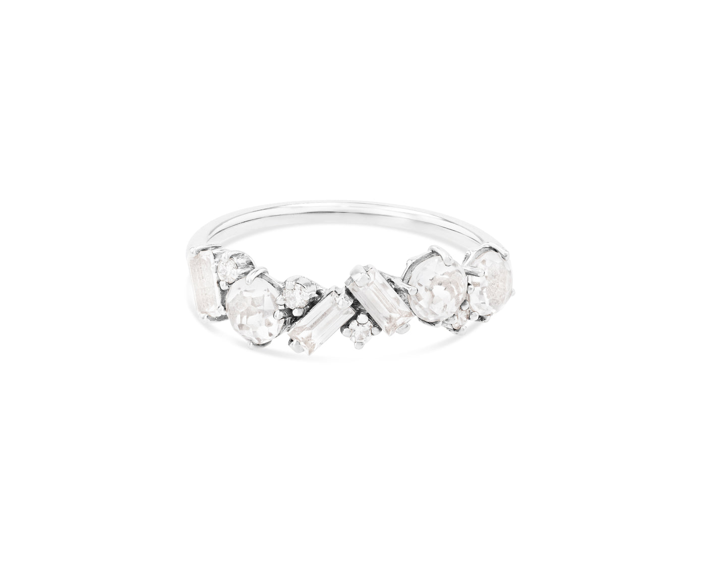 14K Ring - White Gold/White Topaz