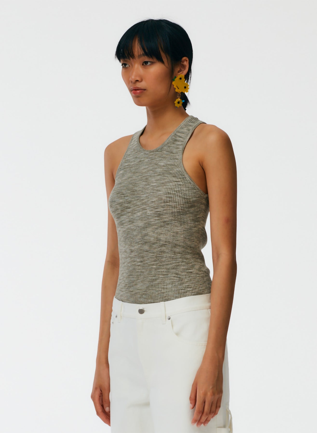 Printed Combed Cotton Ribbed Sweater Tank - More Colors Available