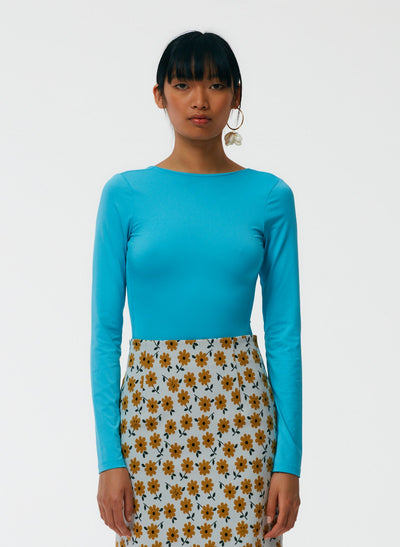 Scoopback Bodysuit - Aquamarine Blue