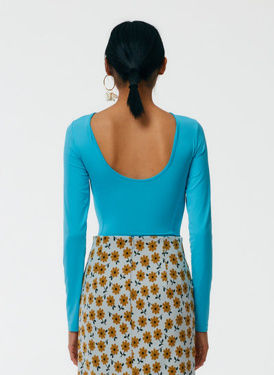 Scoopback Bodysuit - Aquamarine Blue