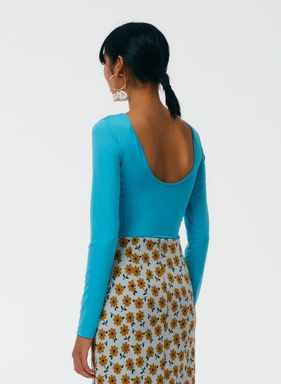 Scoopback Bodysuit - Aquamarine Blue