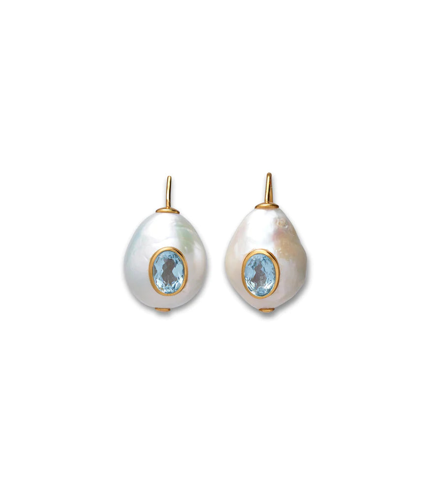 Pearl Pablo Earrings - Blue Topaz