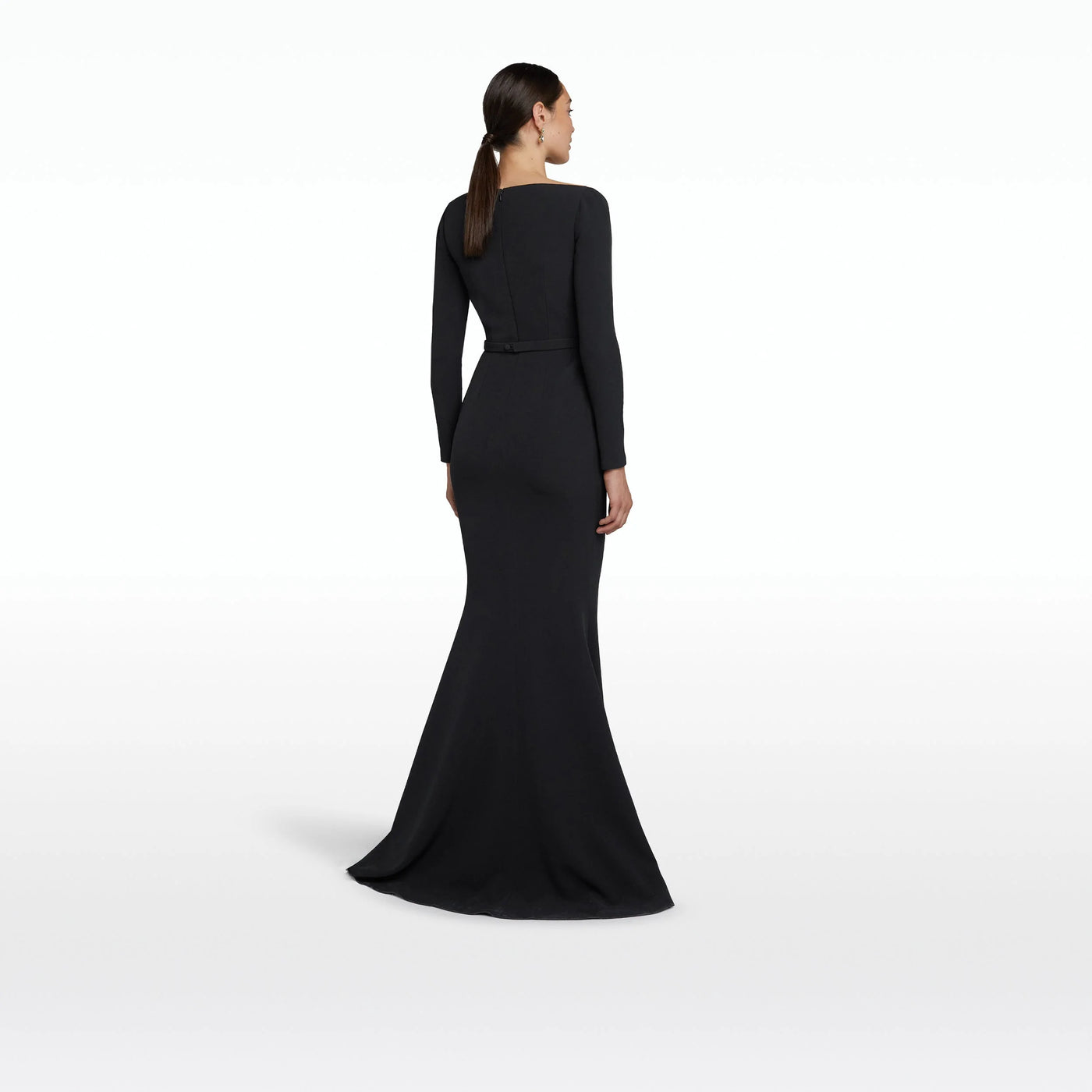 Heidi Embroidered Long Dress - Black