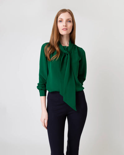 Tie-Neck Blouse - Forest Silk