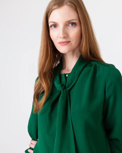Tie-Neck Blouse - Forest Silk
