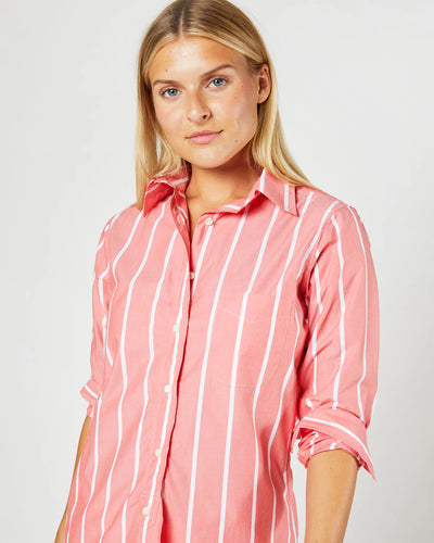Boyfriend Shirt - Papaya Bold Stripe Poplin