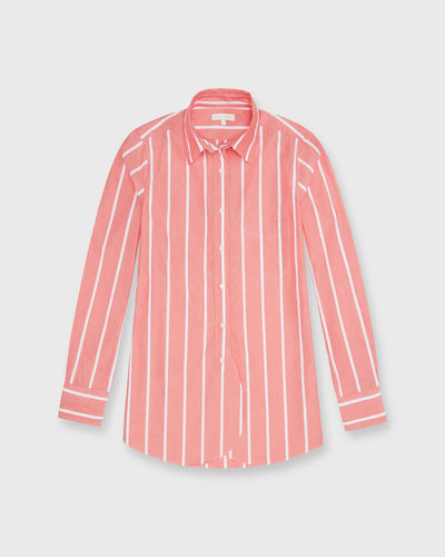 Boyfriend Shirt - Papaya Bold Stripe Poplin