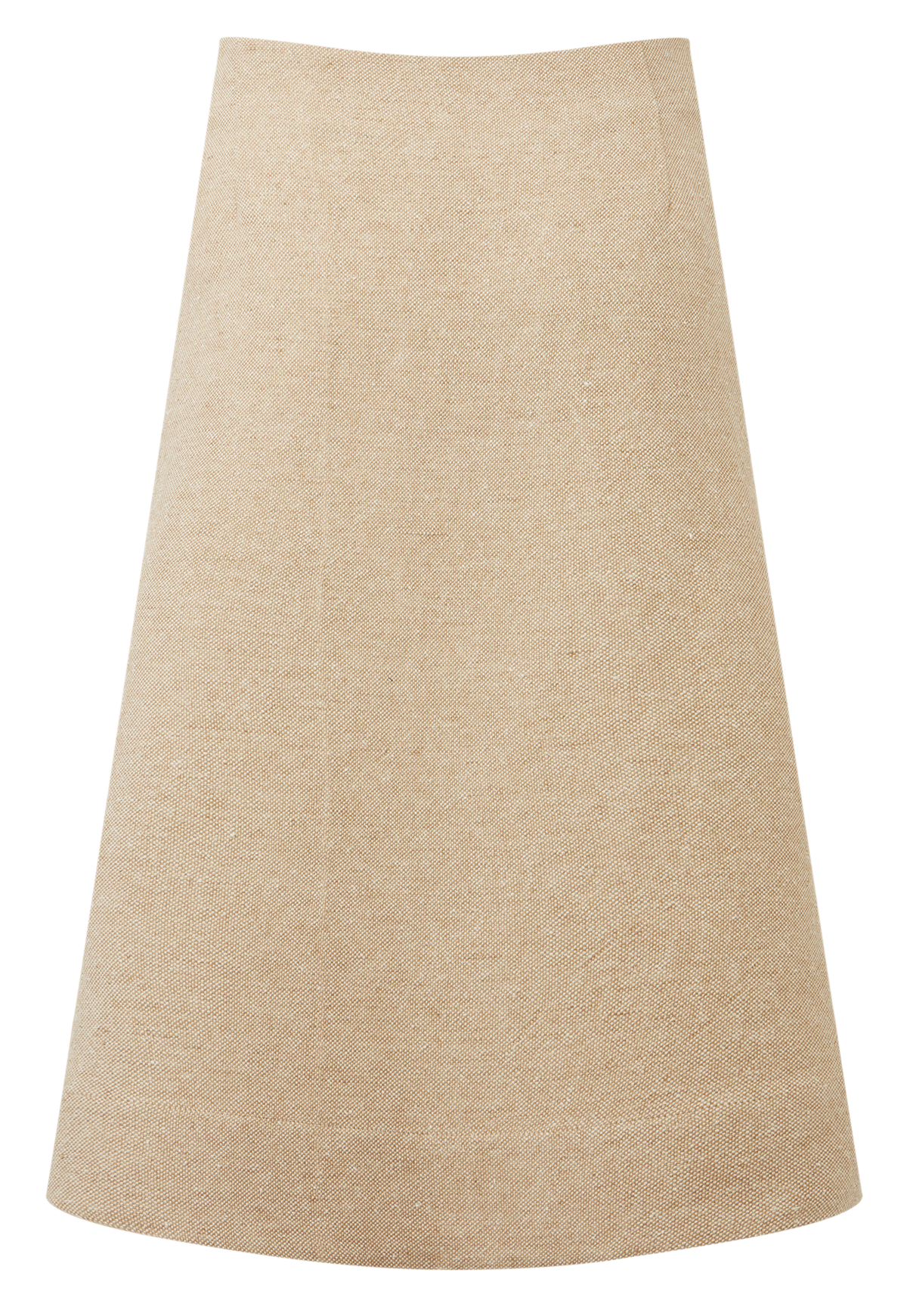 Scallop Button Down Linen Skirt - Natural