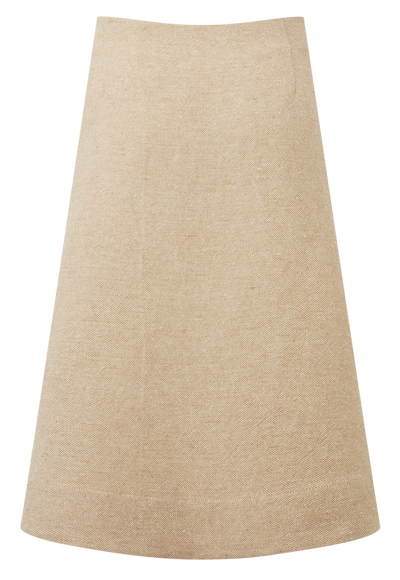 Scallop Button Down Linen Skirt - Natural