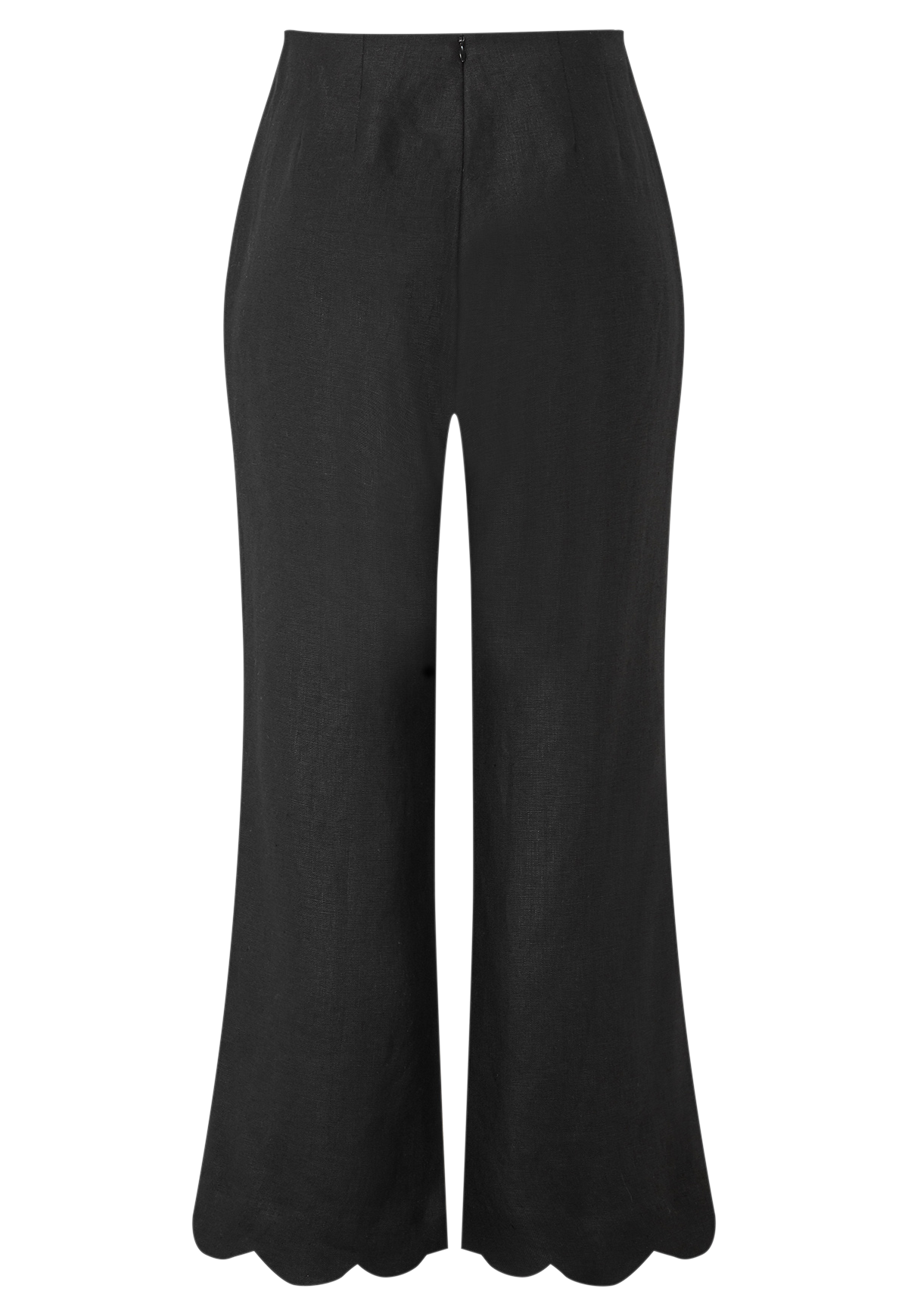 Scallop Linen Pant - Black