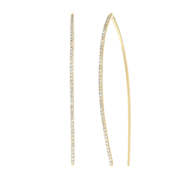 14K Pave Diamond Wire Earrings - Yellow Gold