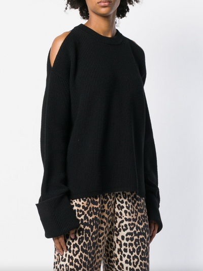 Cold Shoulder Sweater - Black