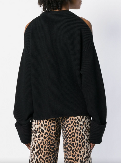 Cold Shoulder Sweater - Black