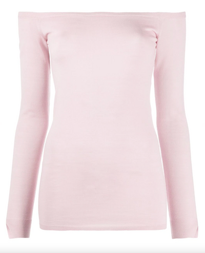 Off-shoulder Sweater - Pink