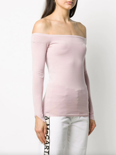 Off-shoulder Sweater - Pink