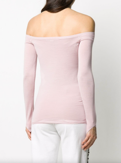 Off-shoulder Sweater - Pink