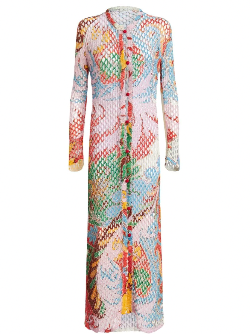 LONG-LINE KNIT CARDIGAN - multicolor