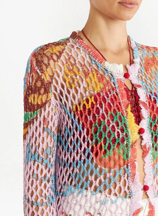 LONG-LINE KNIT CARDIGAN - multicolor
