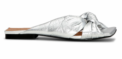 SOFT KNOT FLAT MULE - Silver