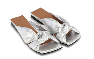 SOFT KNOT FLAT MULE - Silver