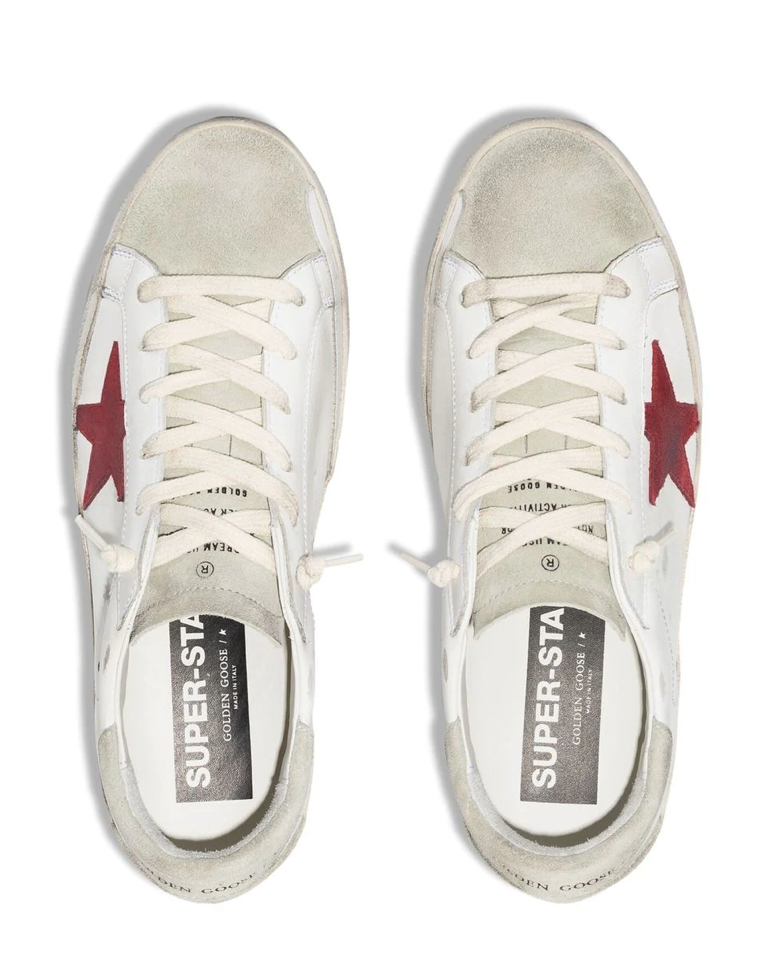 SUPER STAR DISTRESSED LACE UP SNEAKER - Wine red