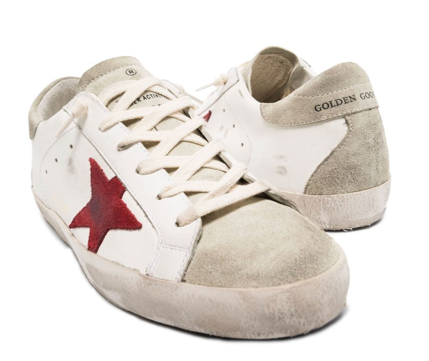 SUPER STAR DISTRESSED LACE UP SNEAKER - Wine red