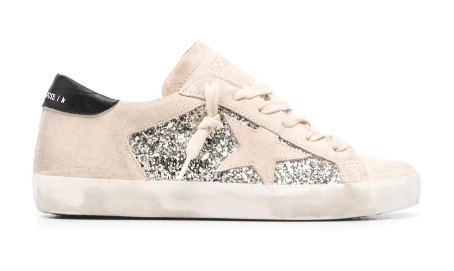 SUPER-STAR GLITTER SUEDE SNEAKER - BEIGE