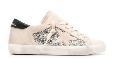 SUPER-STAR GLITTER SUEDE SNEAKER - BEIGE