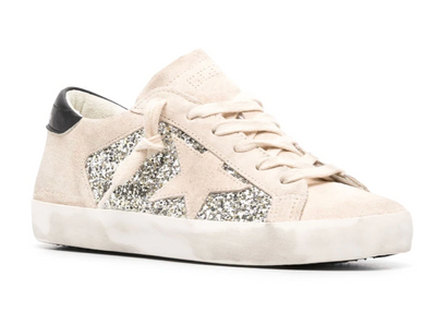 SUPER-STAR GLITTER SUEDE SNEAKER - BEIGE