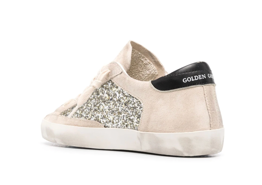 SUPER-STAR GLITTER SUEDE SNEAKER - BEIGE