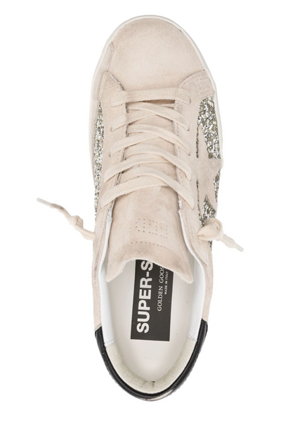 SUPER-STAR GLITTER SUEDE SNEAKER - BEIGE