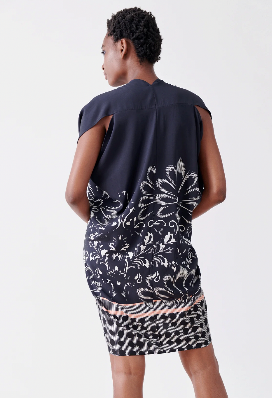 SIMPLE FOIL MINI DRESS - Damask Dot Print