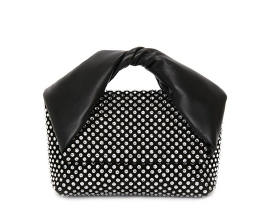 MEDIUM TWISTER LEATHER TOP HANDLE BAG WITH CRYSTAL - Black