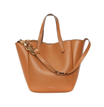 SMALL CHAIN LEATHER CABAS BAG - Pecan