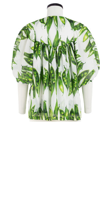 Anastasia Blouse - White/Green