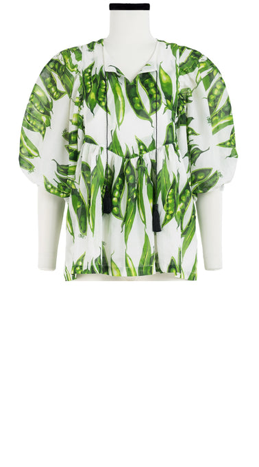 Anastasia Blouse - White/Green