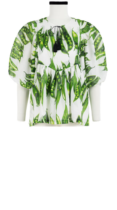 Anastasia Blouse - White/Green