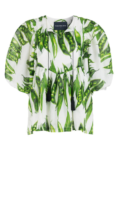 Anastasia Blouse - White/Green