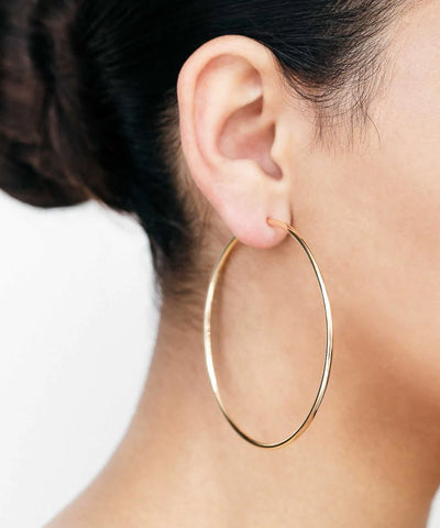 2.5" THREAD HOOPS - 10K Yellow Gold Plated Brass