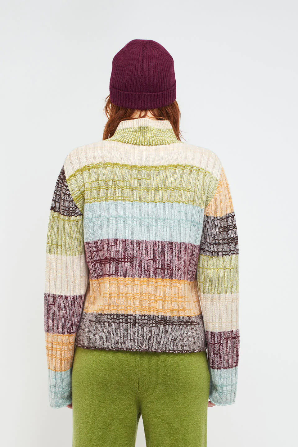 OASIS RIB MOCK SWEATER - maroon rib