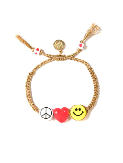Peace Love Happiness Bracelet - Gold