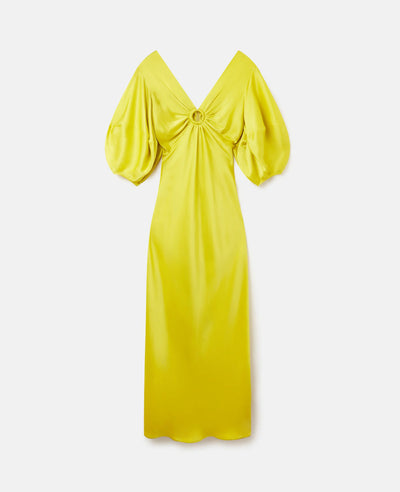 Rewild Doodle Print Double Satin Maxi Dress - Sunflower Yellow