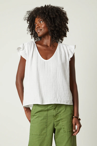 REMI RUFFLE SLEEVE TOP - More Colors Available