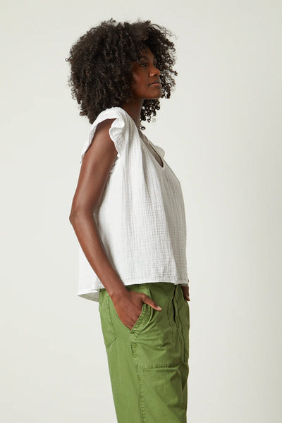 REMI RUFFLE SLEEVE TOP - More Colors Available