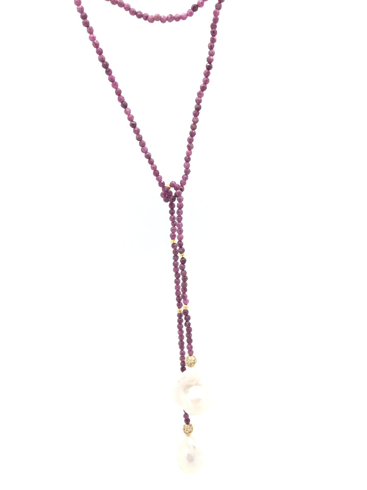 Iselia Necklace - Tourmaline/Baroque Pearls